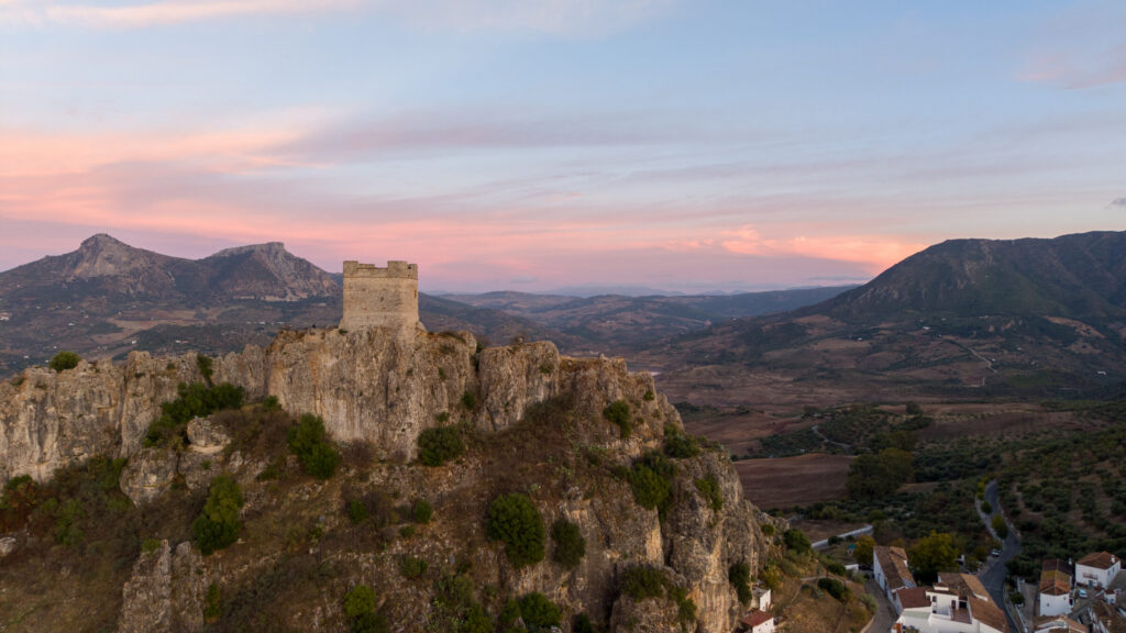 Castle cliff pink sunset